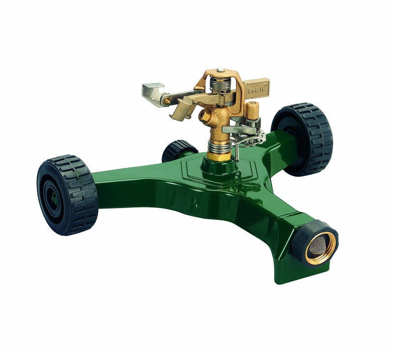 Orbit 56186N Lawn and Garden 1/2-Inch Brass Impact Sprinkler with Metal Wheel Base - Image 1